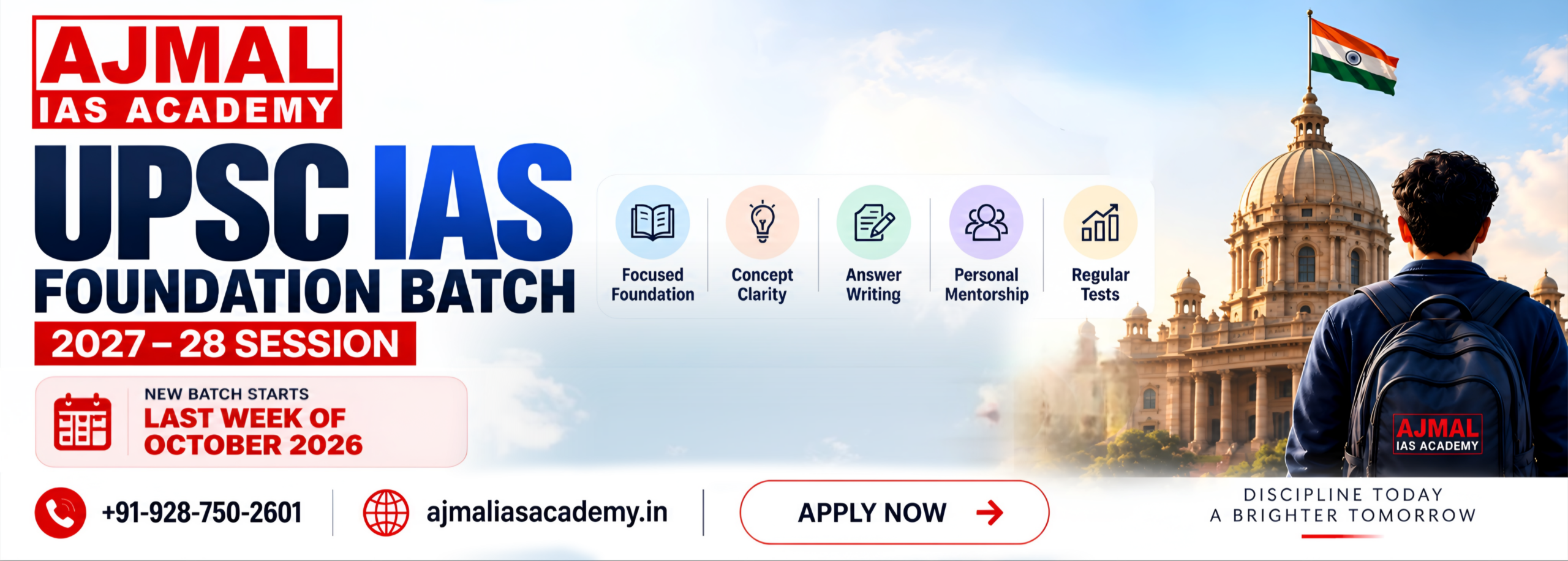 Ajmal IAS Academy UPSC IAS Foundation Batch 2027–28 admissions open
